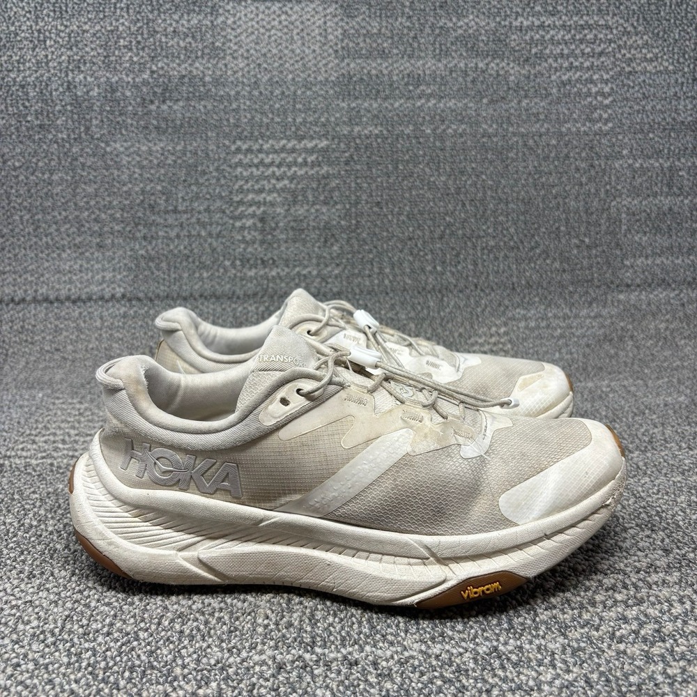 HOKA One One Transport Womens 8.5B White Hiking Shoes Vibram 1123154 WWH